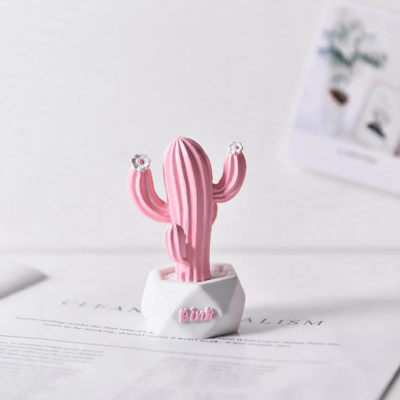 Painted resin cactus decor