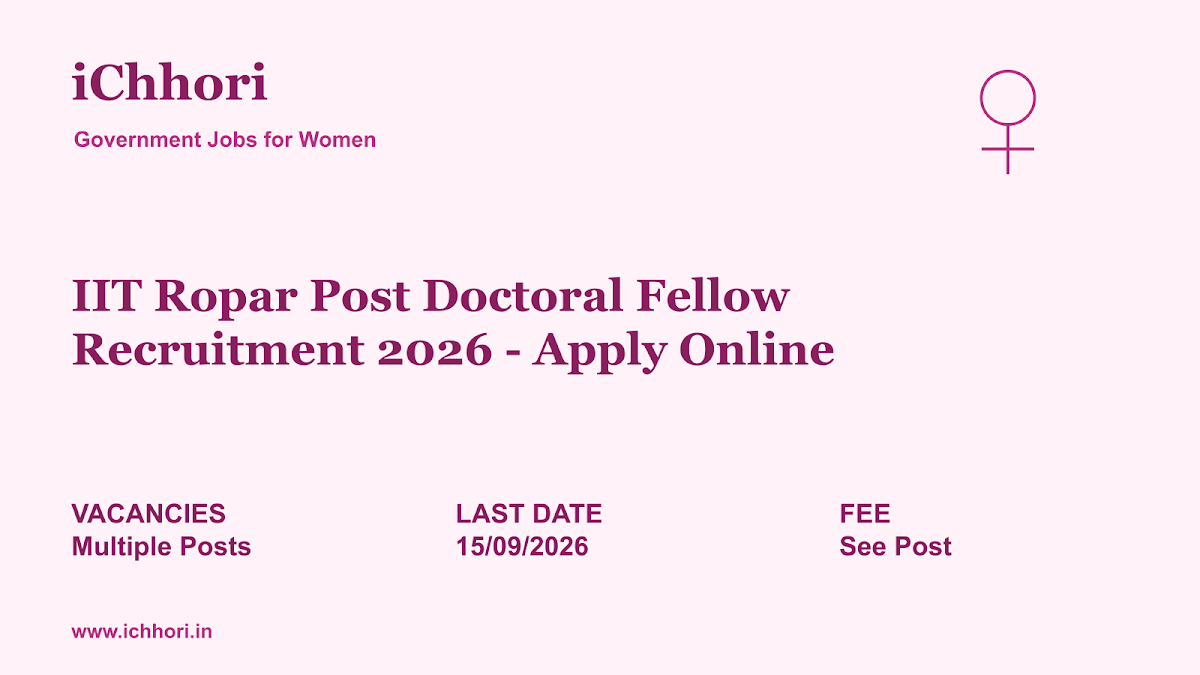 IIT Ropar Post Doctoral Fellow Recruitment 2026 - Apply Online - iChhori