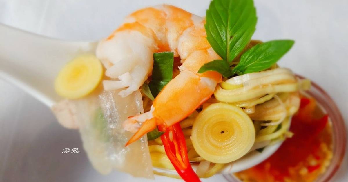GỎI bắp chuối tôm thịt