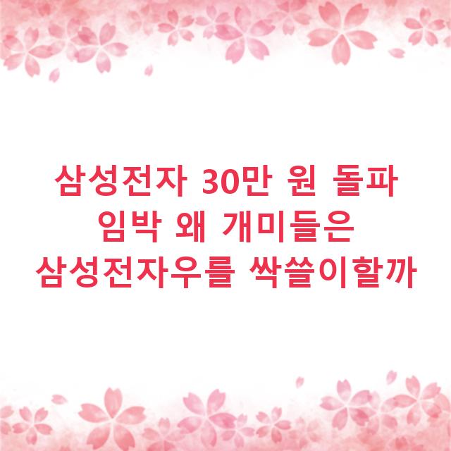 삼성전자 30만 원 돌파 임박 왜 개미들은 삼성전자우를 싹쓸이할까
