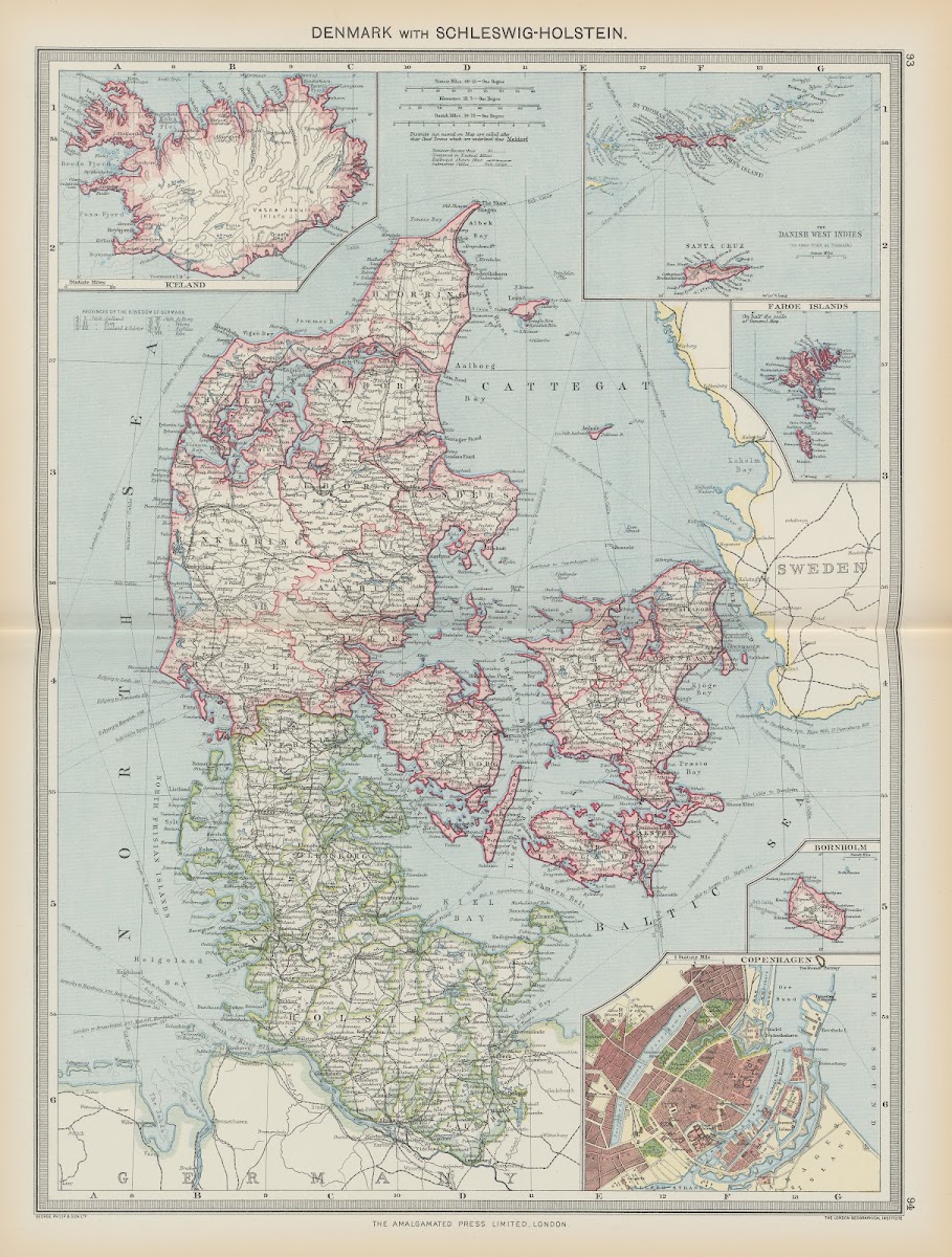 Denmark with Schleswig Holstein 1908