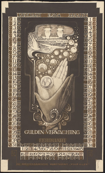 Kalenderblad Voor Januari Tot En Met Maart 1924 1923