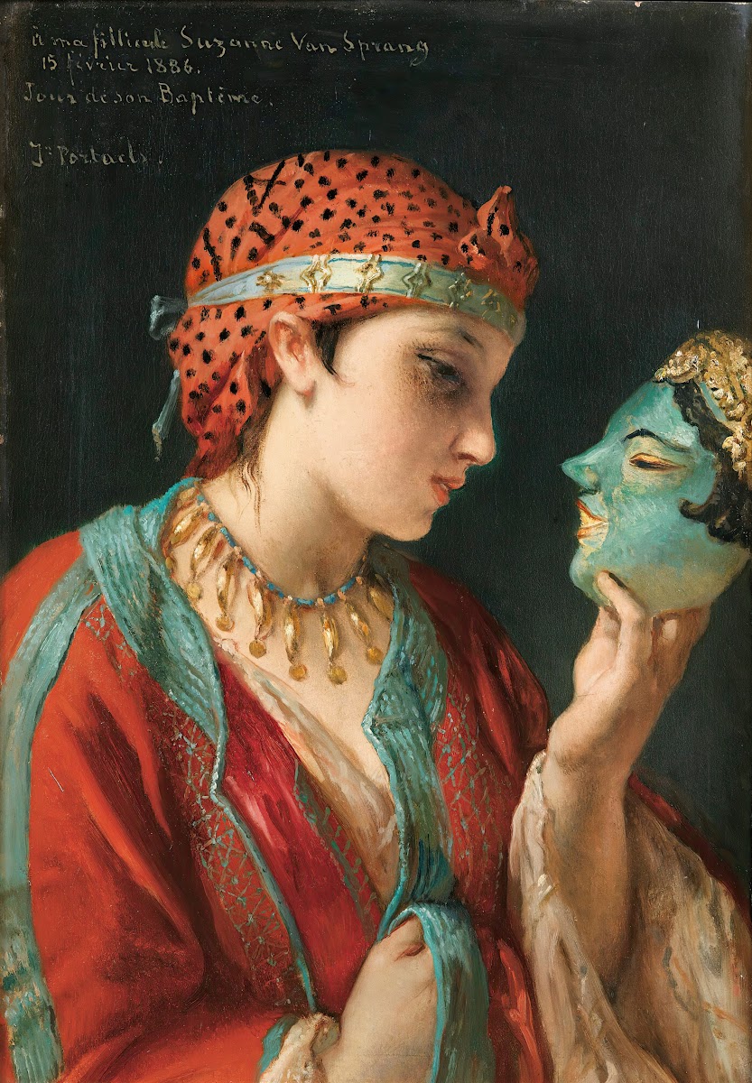 Portrait of a young girl with a mask 1886