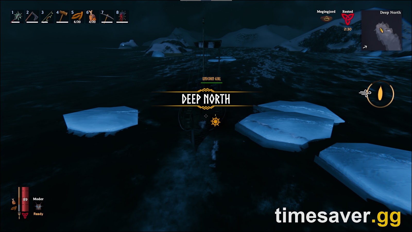 Open Deep North terrain suited to riding a tamed Moose in Valheim