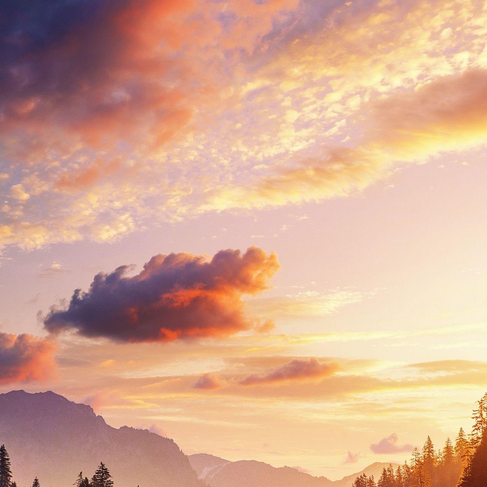 Download Dramatic Sunset Over Mountain Forest Full HD iPhone