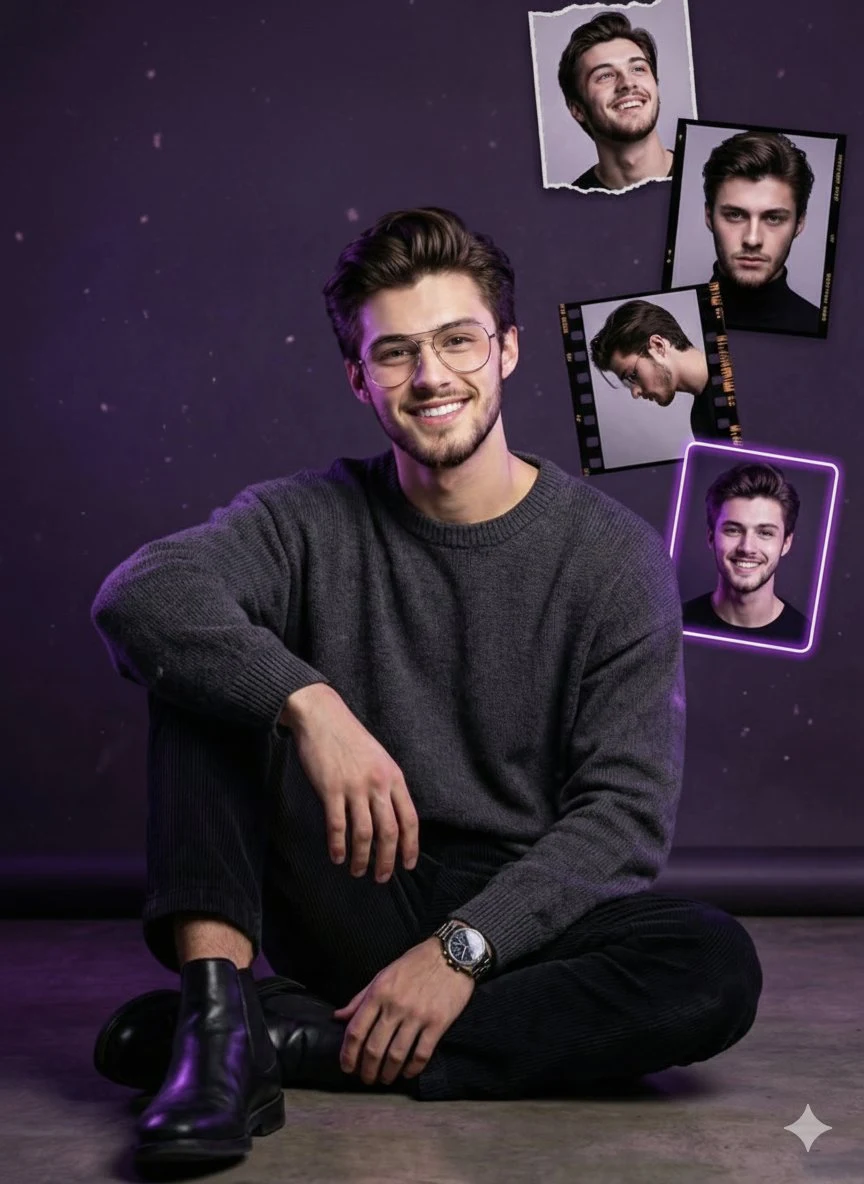 Retrato de estudio cinematográfico con estilo para cumpleaños