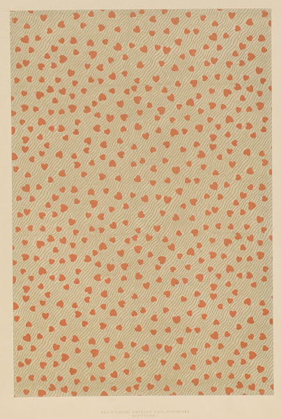 Lithografiertes Papier Flächenmuster mit Herzen 1885   1910