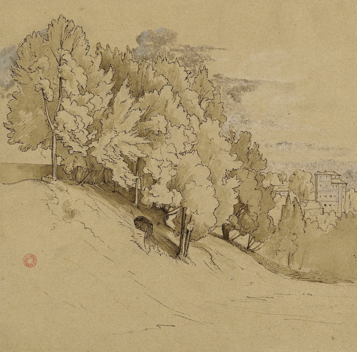 Paysage Vallonné Avec Constructions 19th Century