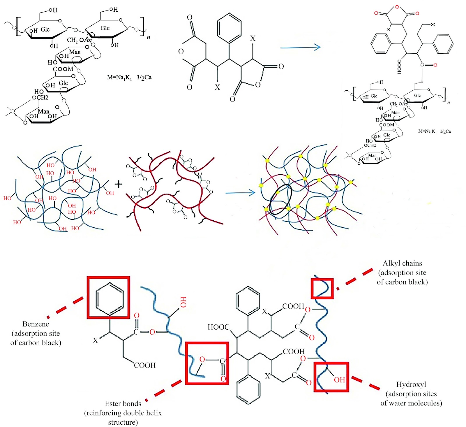 Alleviation of the plastic deformation of gel ink under strong stress through an esterification of xanthan gum reinforcing its double helix structure