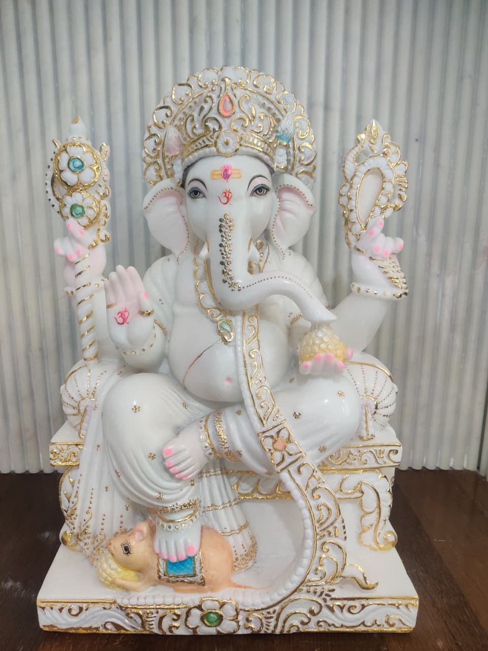 Handcrafted White Marble Ganesha Sculpture
