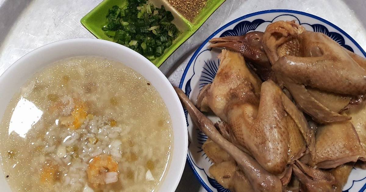 Cháo bồ câu tôm khô