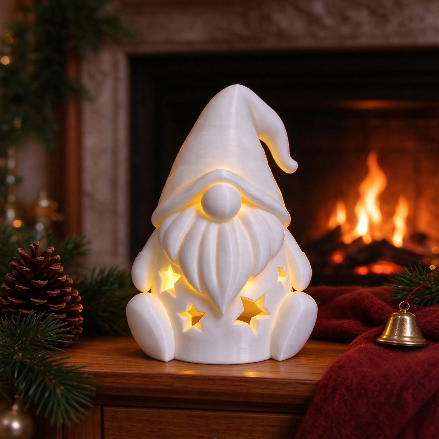 Christmas gnome made of resin with star pattern for LED tealights