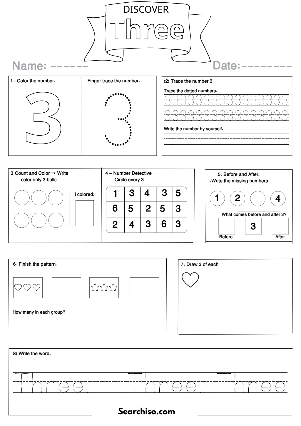 The Number Three Discovery Guide PDF printable