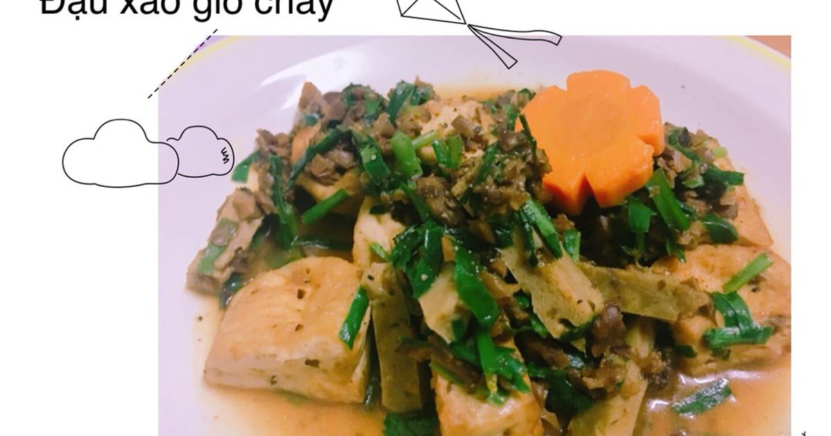 Đậu hũ xào giò nấm chay