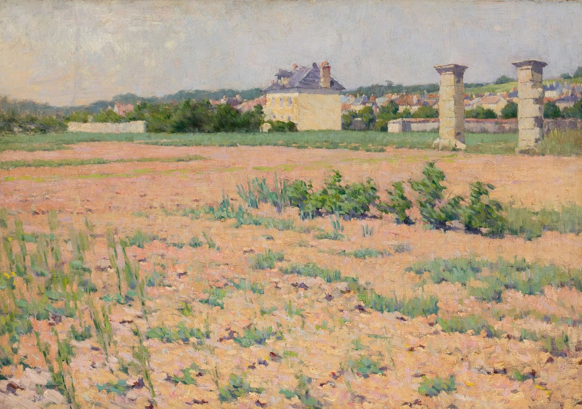 French Country Landscape with Houses in the Distance circa 1890 1910