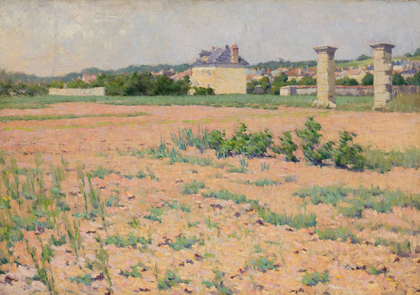 French Country Landscape with Houses in the Distance circa 1890 1910