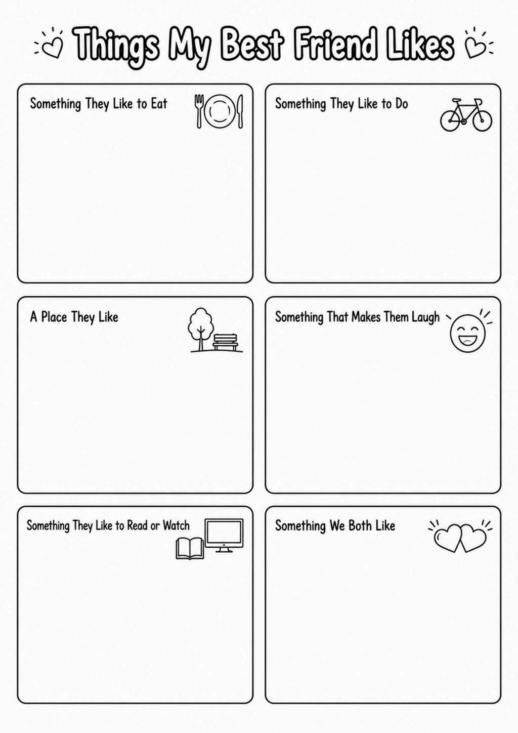 Things My Best Friend Likes Worksheet