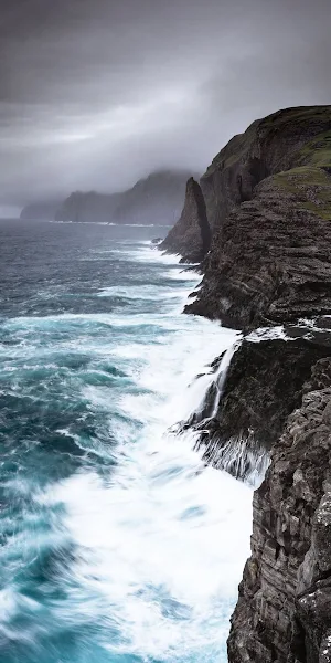 Cliffs, Seascape, Waves, Coastal, Rocks iPhone Wallpaper Background