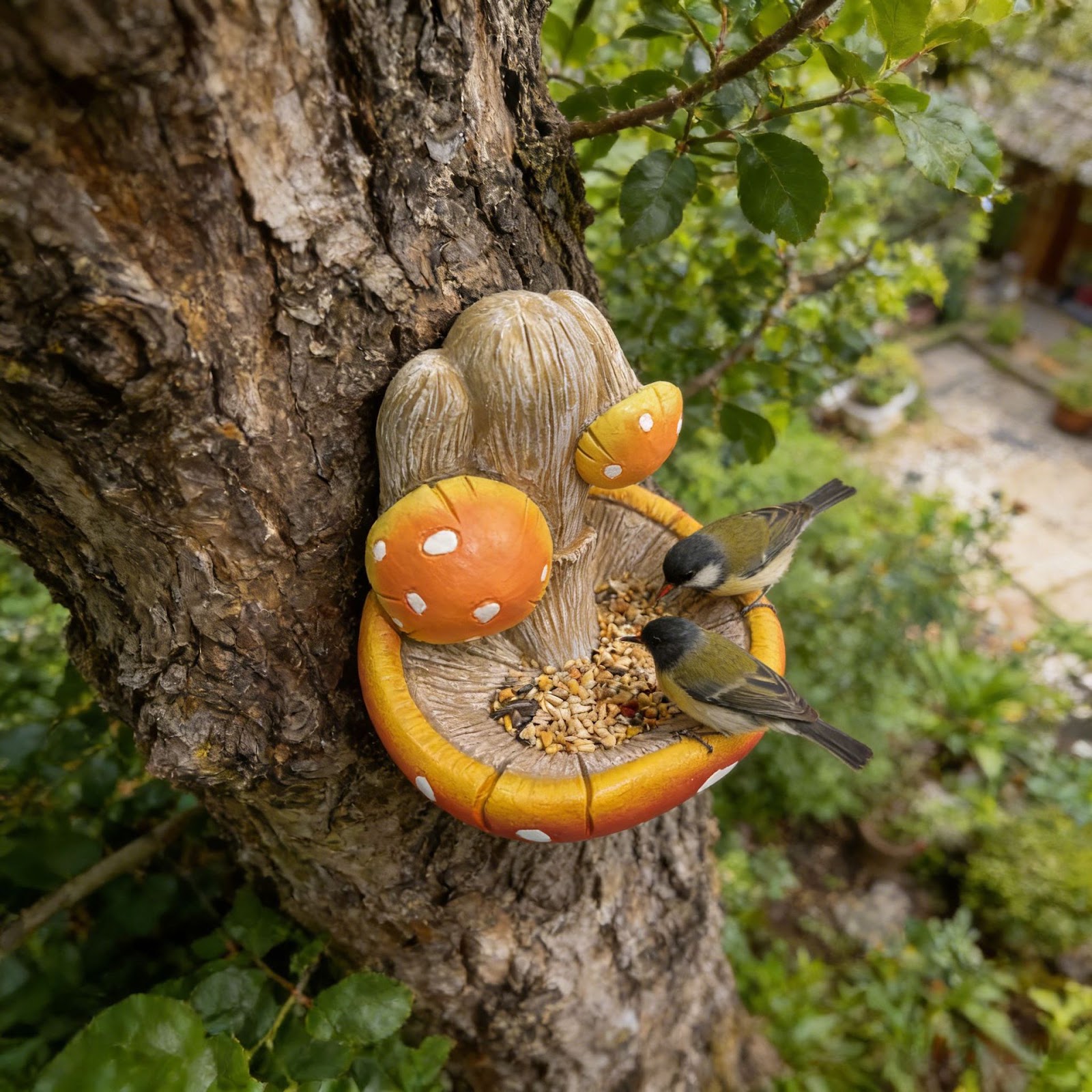Decorative Mushroom Birdbath made of Resin