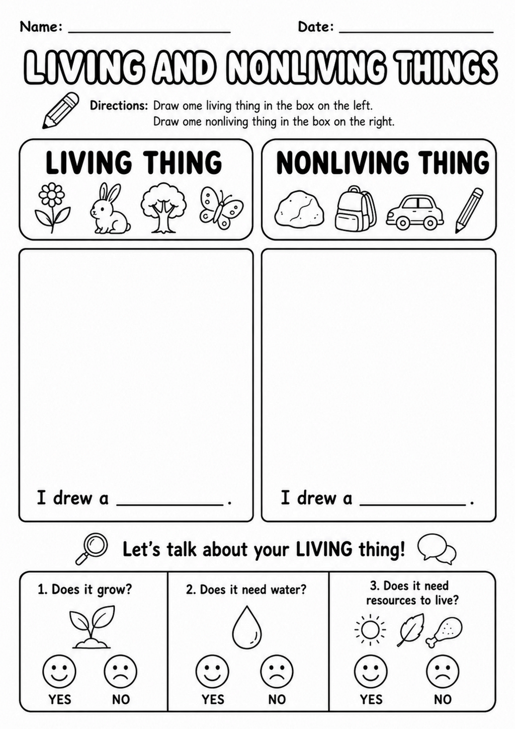 Draw Living and Nonliving Things