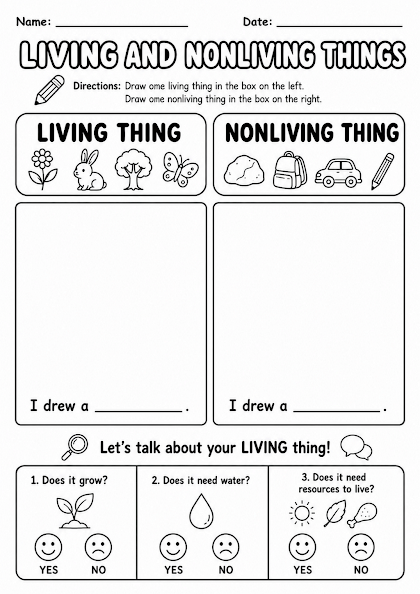 Draw Living and Nonliving Things