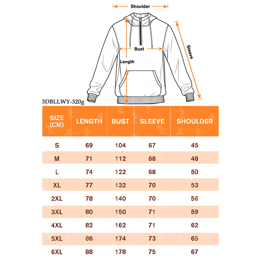AOP 3D Half Zip Sweatshirt 320g