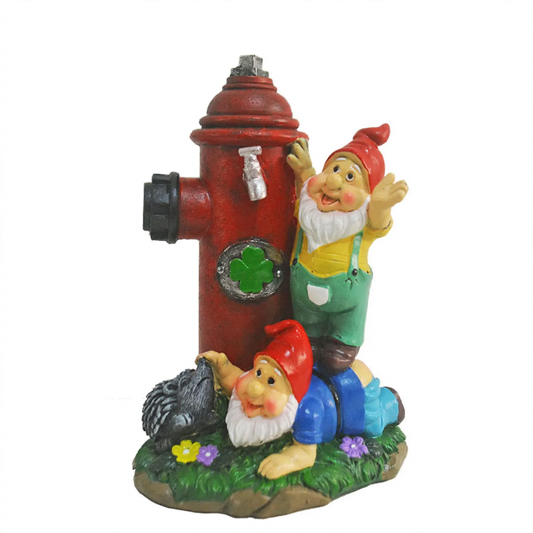 Gnome figure with red hat and fire hydrant motif