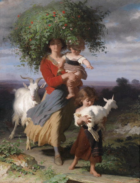 Mutter mit Kindern am Heimweg 1853