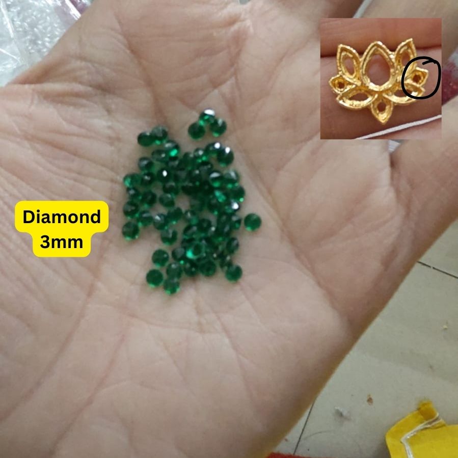 Lotus Green 3mm Round Diamond shape (Pack of 50)