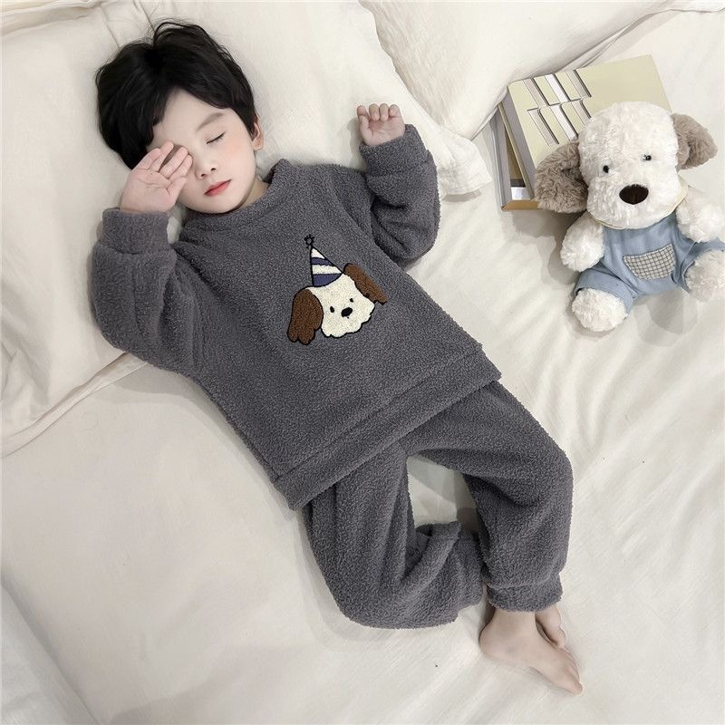 Warme Jungen-Hausanzug-Sets aus weichem Fleece