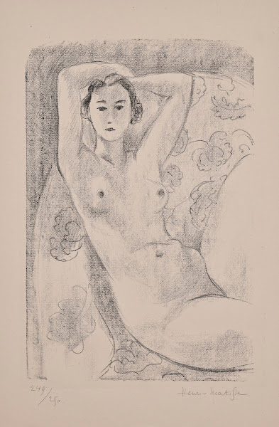 Nu assis dans un fauteuil au décor fleuri 1924