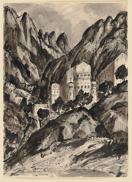 Der Berg Montserrat mit dem Benediktinerkloster Santa Maria de Montserrat 1928