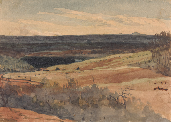 Rolling Fields Mountains in Distance