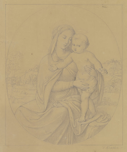Maria mit dem Jesuskind in einer Landschaft