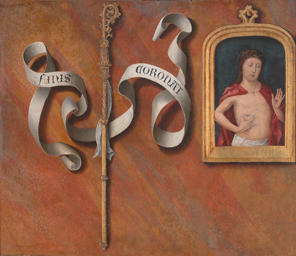 Trompe loeil with Painting of The Man of Sorrows ca 151415