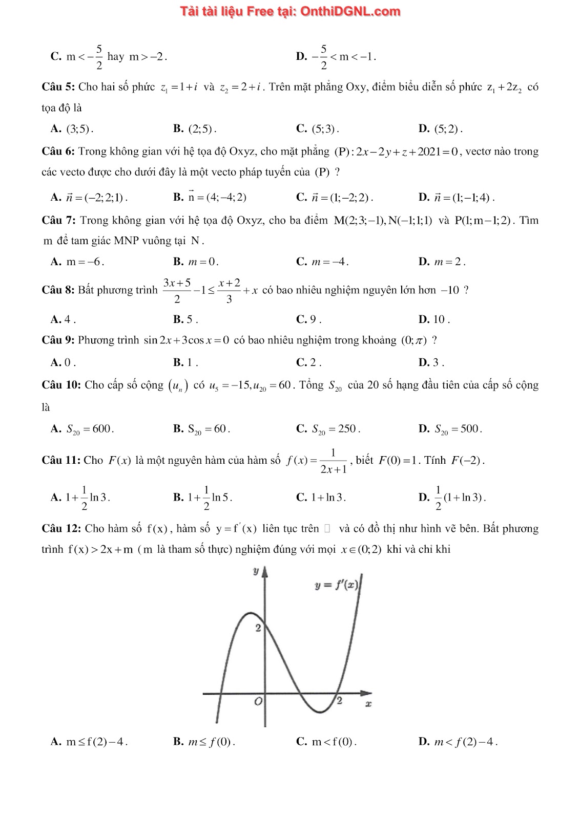 1300 bài tập môn Toán - Ôn thi ĐGNL ĐHQG Hà Nội Phần 21