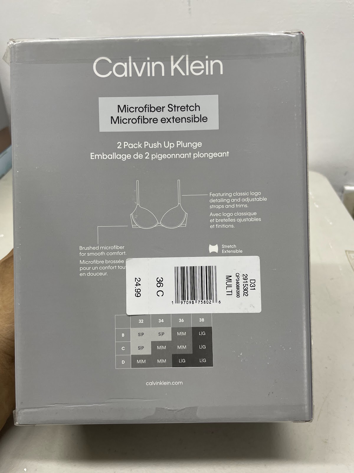 CK Bra 2pack Grey Pink 36C #2058