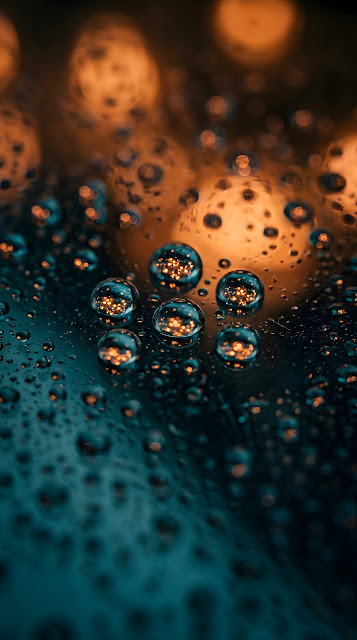 Extreme Macro Photography of Water Droplets with Warm Bokeh - Free mobile Wallpaper