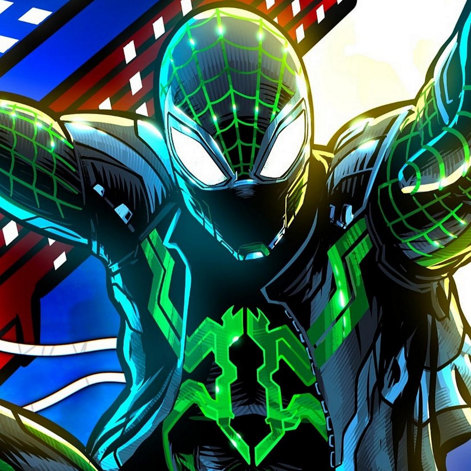 Download Neon Green Suit Spider-Man Comic Full HD iPhone