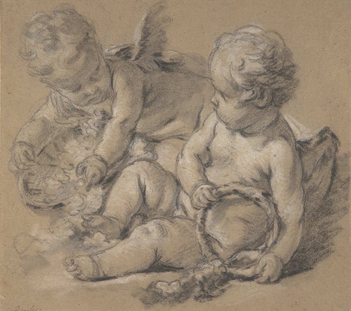 Winged Putti with Flowers ca 1750