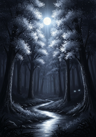 Mystical Moonlit Forest