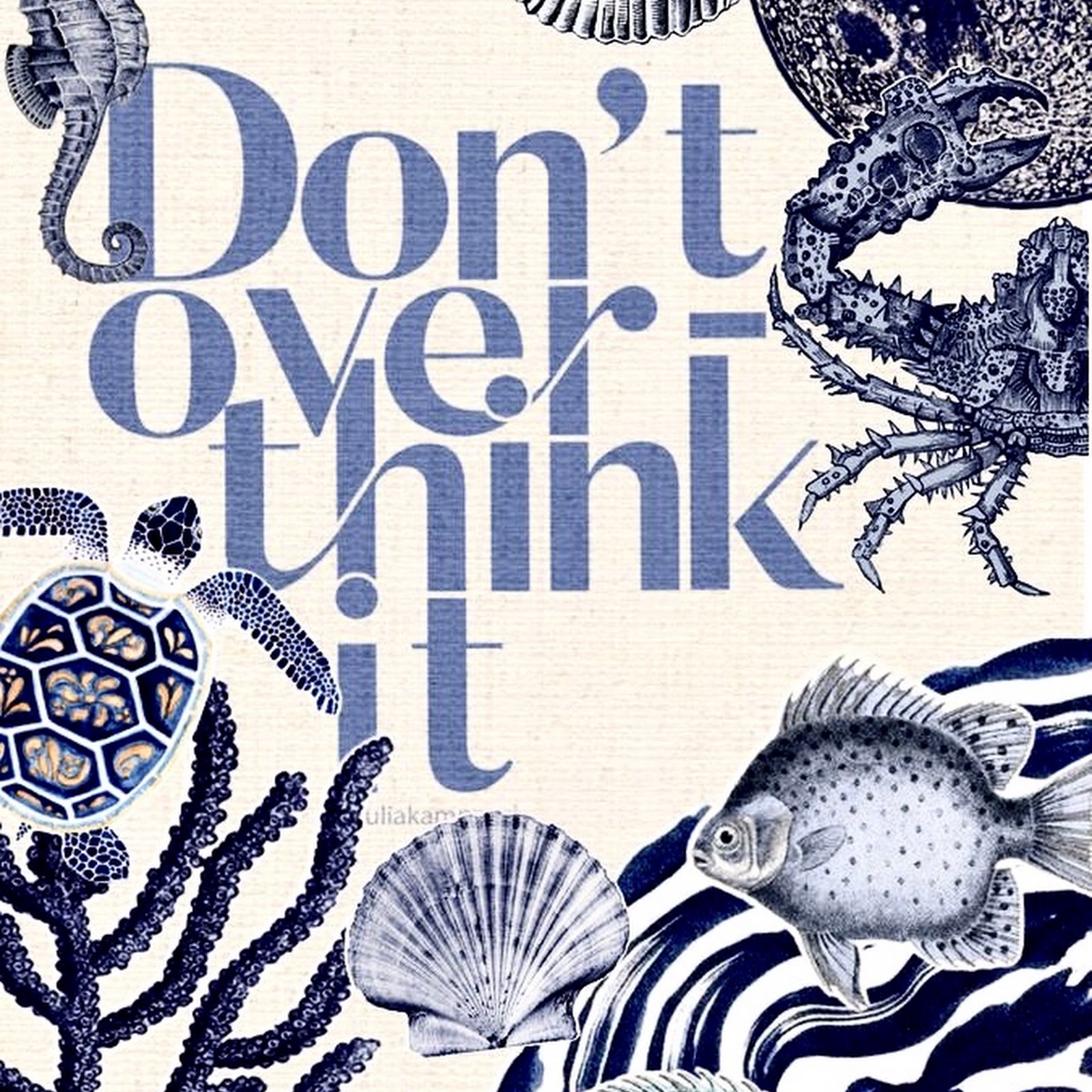 Download Blue Marine Life Typography Poster iPhone