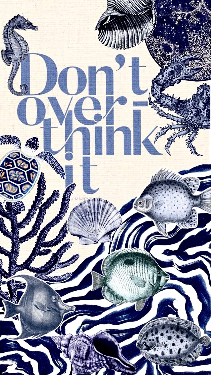 Blue Marine Life Typography Poster - Vintage Graphic Art iPhone Wallpaper (675x1200)