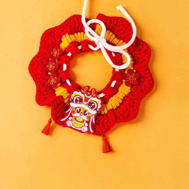 Knitted New Year's Collar for Dogs and Cats