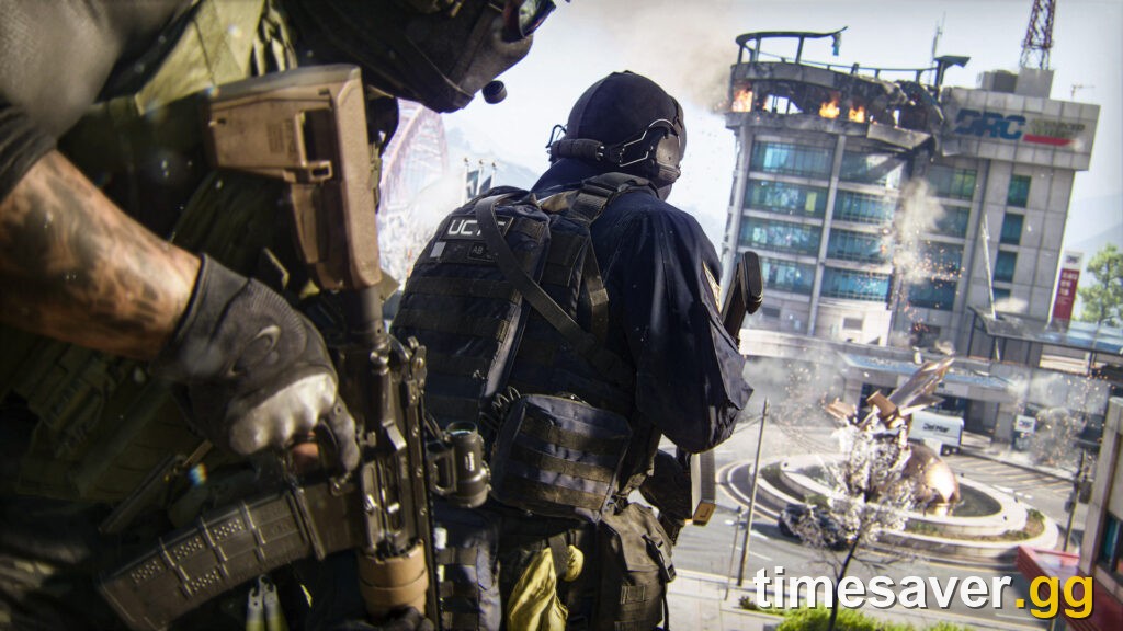 Modern Warfare 4 and Warzone Operators overlooking the Zodiac map cityscape