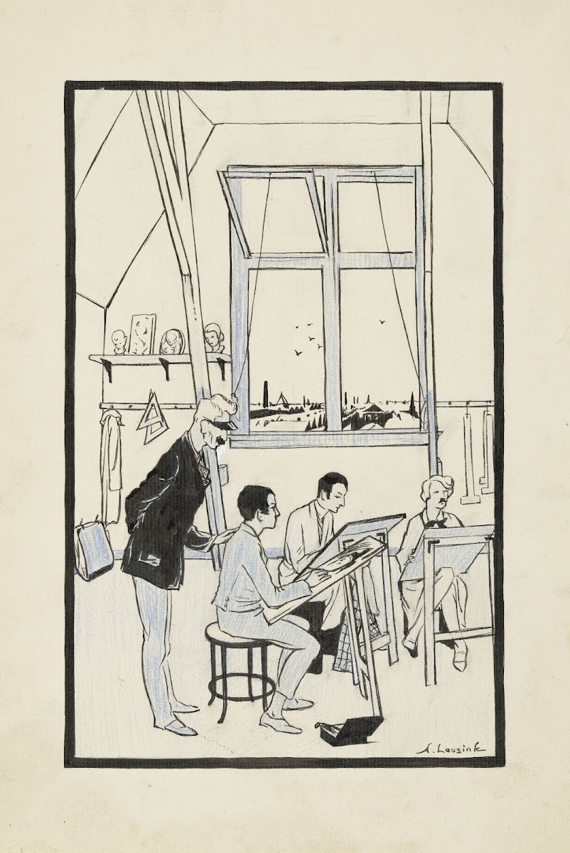 Hein in een tekenles 1926