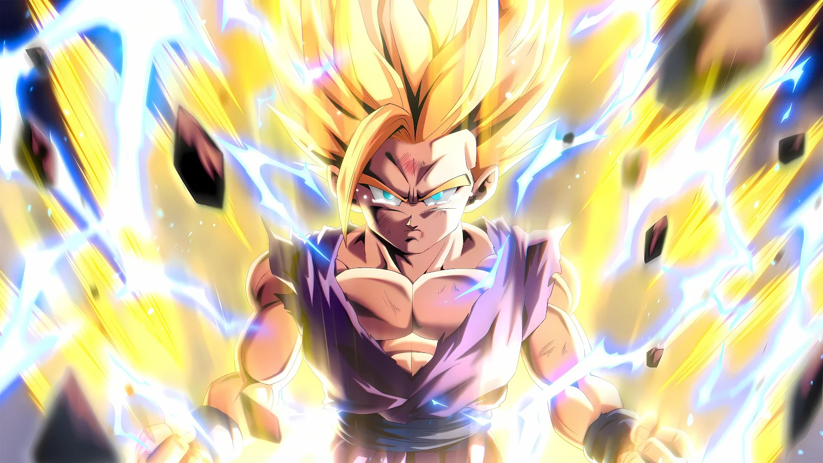 Gohan Super Saiyan 2 Power Up - Anime Illustration 4K Wallpaper (3840x2160)