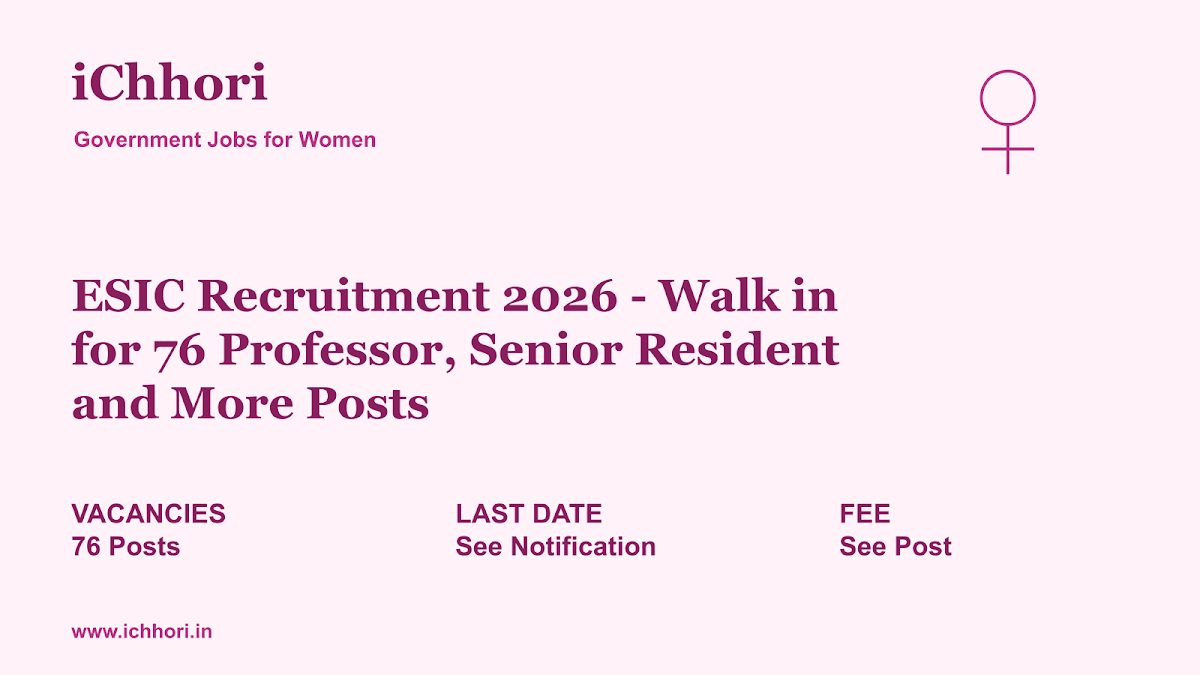 ESIC Recruitment 2026 - Walk in for 76 Professor, Senior Resident and More Posts - iChhori