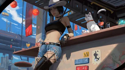 Digital Art, Women, Cats, Bar, Artwork 4K Wallpaper Background