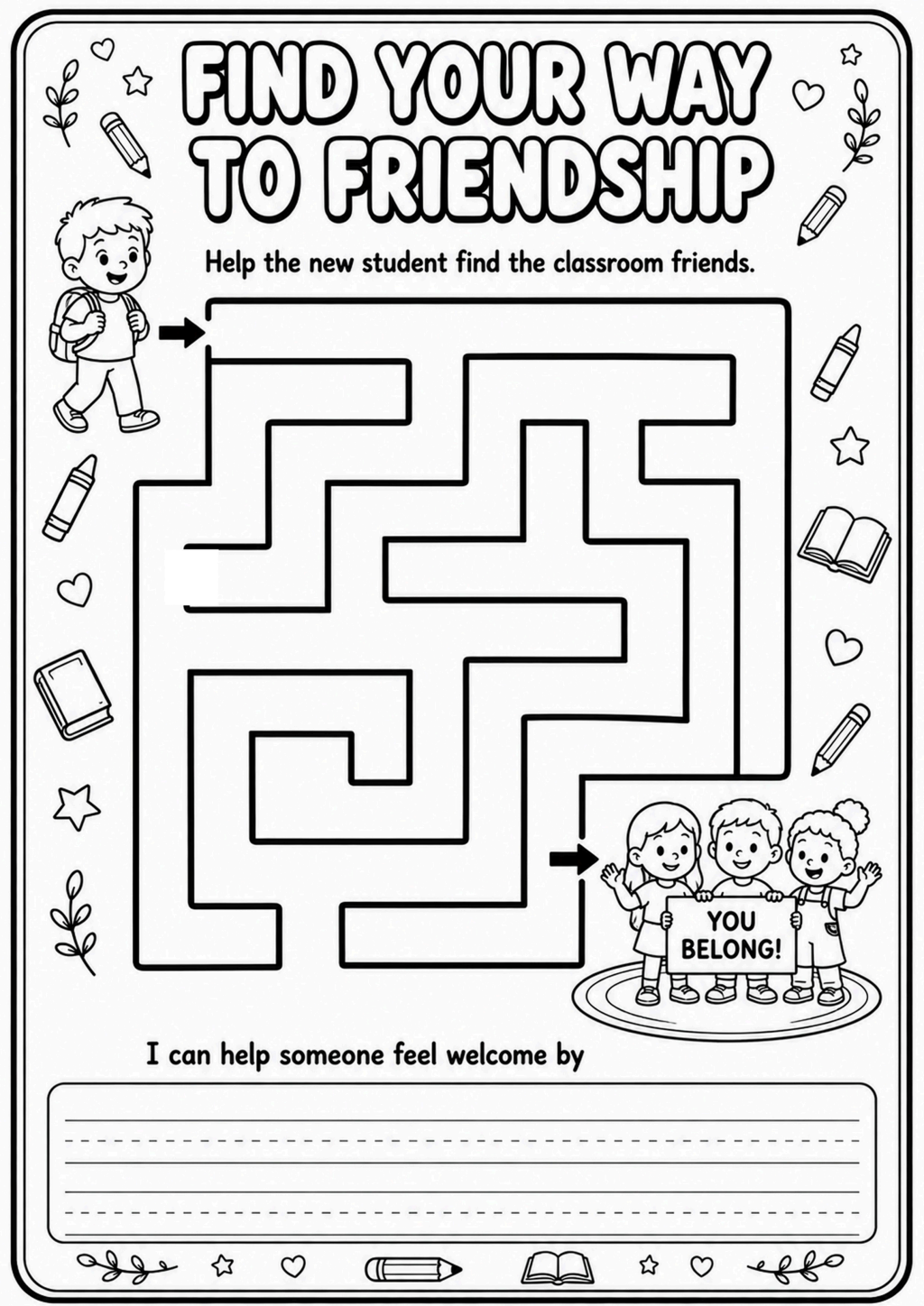Find Your Way to Friendship Worksheet